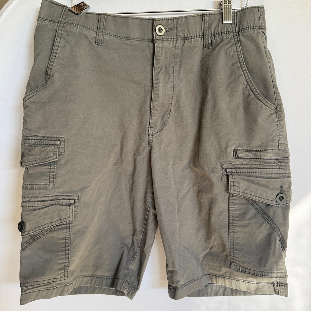 Iron Mountain Mens Gray Cargo Shorts Size 32 Multi Pocket Utility Outdoor Cotton